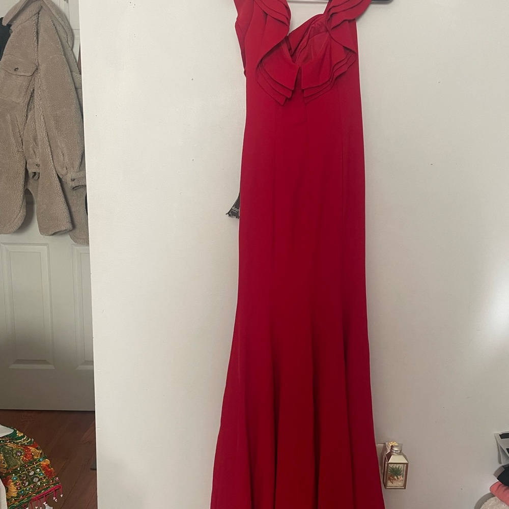 Red Ruffle-Trim Maxi Dress - Picture 4 of 6
